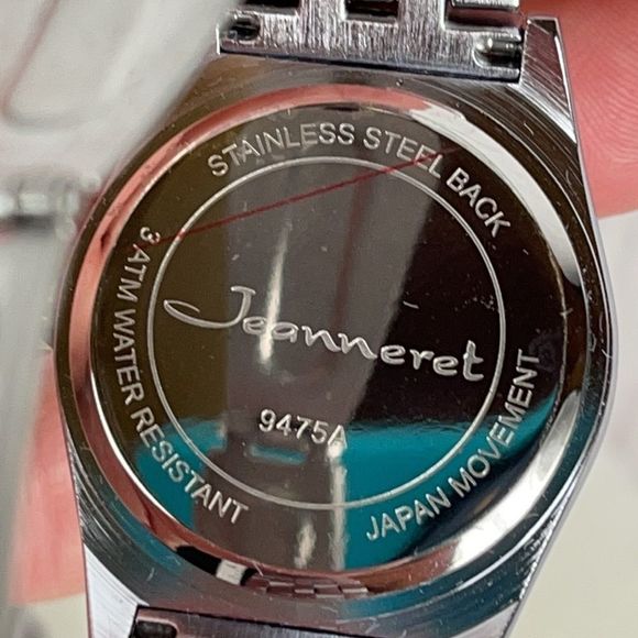 Jeanneret  34MM Case Casual  Watch w/ Crystal Hour Silver Gold Tone Band - Picture 4 of 10